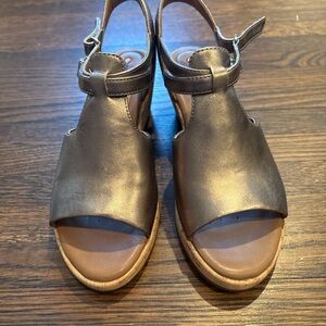 Clarks Bronze Metallic Wedge Sandals